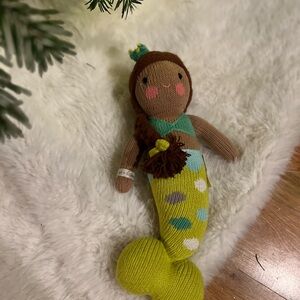 Charming Knit Mermaid Doll with Polka Dots